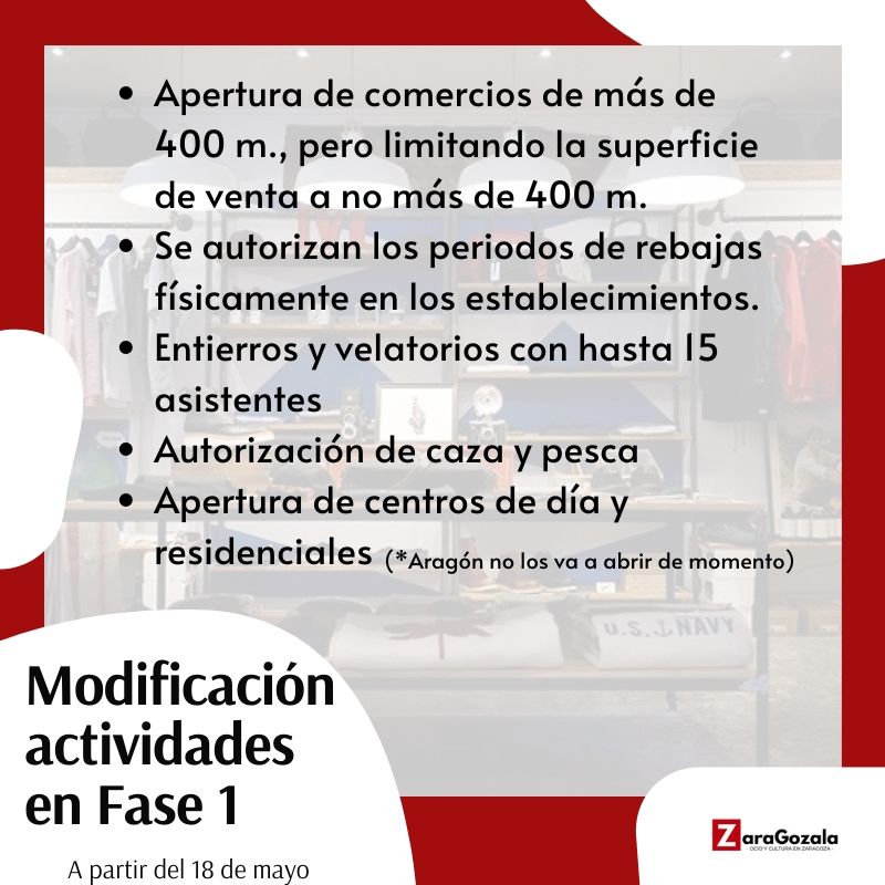  Ampliación De Las Actividades Permitidas En La Fase 1 Zaragozala   Qué Hacer En Zaragoza