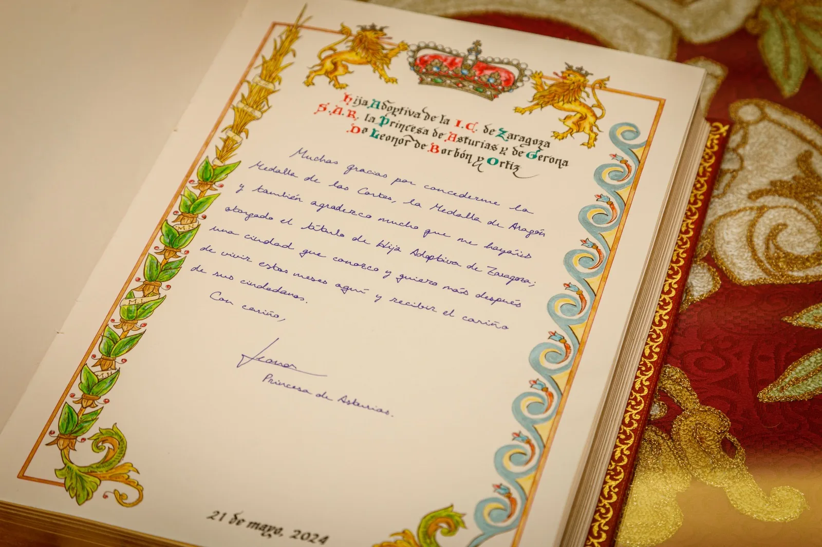 La Princesa Leonor Hija Adoptiva De Zaragoza