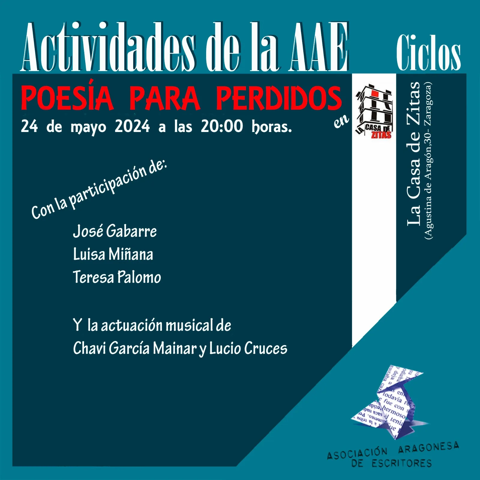 poesía Para Perdidos Inicia Una Nueva Etapa En La Casa De Zitas Zaragozala Qué Hacer En Zaragoza