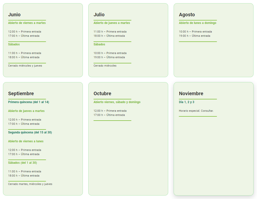 Horarios Laberinto de los Pirineos 2024