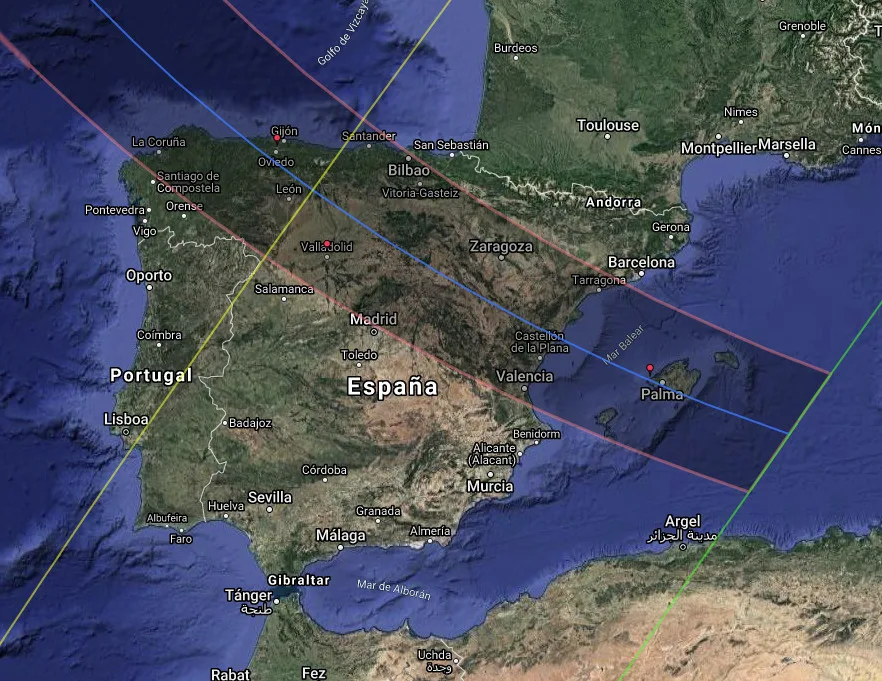Mapa Eclipse solar en Zaragoza