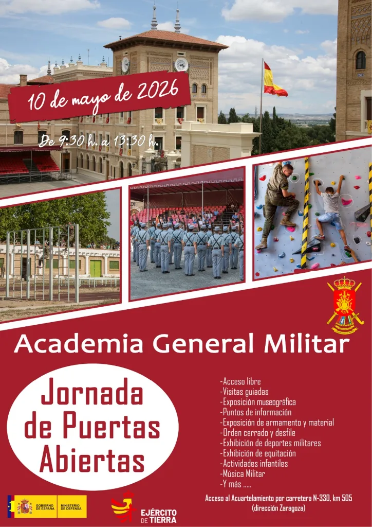 Jornada puertas abiertas en Academia General Militar Zaragoza 2026
