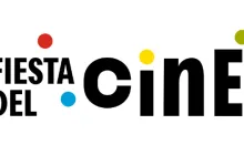Fiesta del Cine logo with bold black lettering and colorful circular dots around the text.