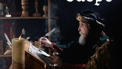 Medieval Scribe at a Wooden Desk by Candles Reading a Manuscript for the Caspe Commemorations Poster june 2628 2026 Compromiso De Caspe 2026 Programa Completo Y Horarios Zaragozala   Qué Hacer En Zaragoza