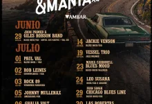 Vintage style Concert Poster for a Rock  Blues Festival Showing a Green Car on a Winding Coastal Road with Sunset and Juneaugust Lineup and Dates Zaragozala | Agenda Cultural Ocio Y Planes En Zaragoza Zaragozala   Qué Hacer En Zaragoza