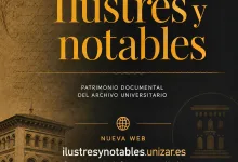 Poster for Ilustres Y Notables a Nueva Web of the Universidad De Zaragoza with Gold Typography and Archival Imagery Zaragozala | Agenda Cultural Ocio Y Planes En Zaragoza Página 1396 Zaragozala Qué Hacer En Zaragoza