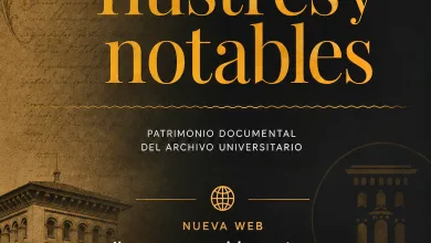 Poster for Ilustres Y Notables a Nueva Web of the Universidad De Zaragoza with Gold Typography and Archival Imagery Zaragozala | Agenda Cultural Ocio Y Planes En Zaragoza Zaragozala   Qué Hacer En Zaragoza