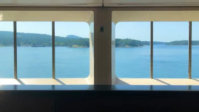 Inside a Ferry Cabin with Large White framed Windows Revealing a Blue Sea and Distant Green Islands Ofertas De Ferry Más Hotel La Forma Más Cómoda De Viajar Por El Mediterráneo Sin Complicaciones Zaragozala Qué Hacer En Zaragoza