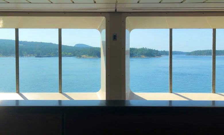 Inside a Ferry Cabin with Large White framed Windows Revealing a Blue Sea and Distant Green Islands Ofertas De Ferry Más Hotel La Forma Más Cómoda De Viajar Por El Mediterráneo Sin Complicaciones Zaragozala Qué Hacer En Zaragoza