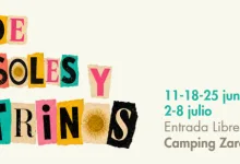 Cartel Con La Frase de Soles Y Trinos En Letras Recortadas Muestra Fechas 11 18 Y 25 De Junio Y 2 8 De Julio Entrada Libre Y Camping Zaragoza Zaragozala | Agenda Cultural Ocio Y Planes En Zaragoza Zaragozala Qué Hacer En Zaragoza