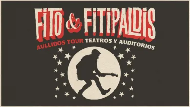 Concert Poster for Fito  Fitipaldisaullidos Tour with a Guitarist Silhouette Inside a Starry Circle Zaragozala | Agenda Cultural Ocio Y Planes En Zaragoza Zaragozala   Qué Hacer En Zaragoza