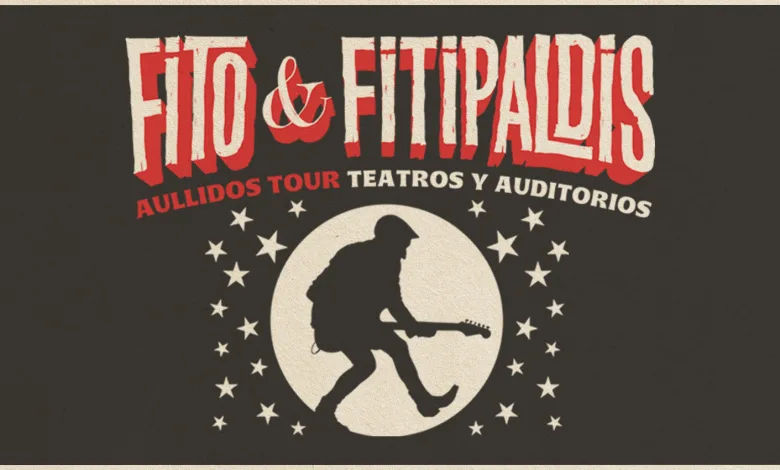 Concert Poster for Fito  Fitipaldisaullidos Tour with a Guitarist Silhouette Inside a Starry Circle Fito  Fitipaldis Anuncia Dos Nuevos Conciertos En Zaragoza Zaragozala   Qué Hacer En Zaragoza