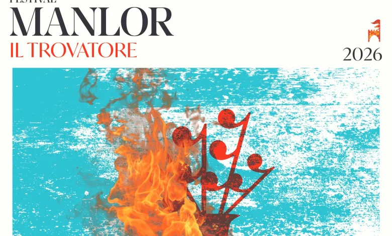 Festival Poster for Manlòr Il Trovatore 2026 with Bold Black manlor and Red il Trovatore over a Blue Textured Background and Flames Start Below the Text in the Foreground Zaragozala | Agenda Cultural Ocio Y Planes En Zaragoza Zaragozala   Qué Hacer En Zaragoza