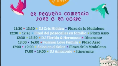 Blue Poster for Xiv Madalena Street Market Showing Orange Date Circle Birds Trees Buildings and Schedule Text Zaragozala | Agenda Cultural Ocio Y Planes En Zaragoza Zaragozala   Qué Hacer En Zaragoza