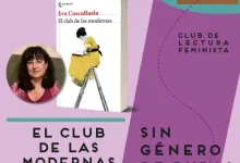 Poster style Image with a Purple Layout Showing a Book Titled el Club De Las Modernas and a Small Portrait Photo of Eva Cosculluela Plus a Yellow dressed Figure on a Ladder Illustration and Text club De Lectura Feministainformative Alt for Context and Purpose of the Design Zaragozala | Agenda Cultural Ocio Y Planes En Zaragoza Página 786 Zaragozala Qué Hacer En Zaragoza