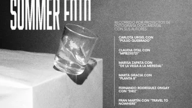 Promotional Poster for Festival Summer Foto with a Tilted Glass on a White Surface and a List of Photographers on the Right Plus Fundación Ibercaja 150 Logos Zaragozala | Agenda Cultural Ocio Y Planes En Zaragoza Zaragozala   Qué Hacer En Zaragoza
