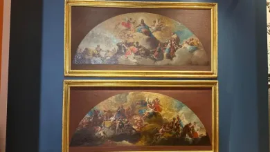 Two Arched Paintings in Gold Frames Hung on a Blue Wall Stacked Vertically Zaragozala | Agenda Cultural Ocio Y Planes En Zaragoza Zaragozala   Qué Hacer En Zaragoza