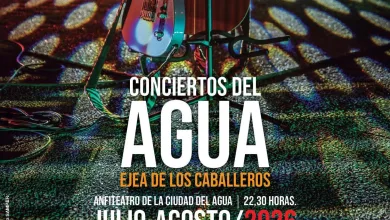 Conciertos Del Agua Poster an Electric Guitar on Stage with Colorful Lights Large agua Text and Event Details for Ejea De Los Caballeros Julyaugust 2026 Conciertos Del Agua 2026 En Ejea Fechas Y Artistas Zaragozala Qué Hacer En Zaragoza