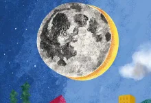 Poster for a Childrens Science Book Title Reads eclipse with Subtitle un Escondite Cósmico and a Stylized Moon Eclipsing Behind a Blue Sky with Hills Trees and Colorful Buildings in the Foreground Caption at Bottom un Viaje Lúdico a Los Secretos Del Cosmos Zaragozala | Agenda Cultural Ocio Y Planes En Zaragoza Zaragozala   Qué Hacer En Zaragoza