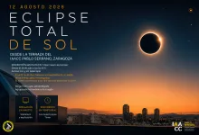 Cartel Promocional En Español Para Un Eclipse Solar Total Desde La Terraza Iaacc Pablo Serrano Zaragoza Muestra El Eclipse Y El Skyline Al Atardecer Con Texto Informativo Zaragozala | Agenda Cultural Ocio Y Planes En Zaragoza Zaragozala Qué Hacer En Zaragoza