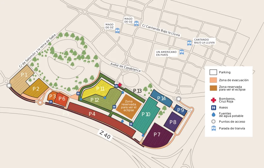 Map of an Eclipse Event Site with Parking Zones P1p14 an Eclipse Viewing Area and Facility Icons Includes a Legend
Zaragoza Crea Una Zona De Caravanas Para El Eclipse Zaragozala Qué Hacer En Zaragoza