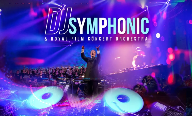Conductor Raises Arms on a Stage with a Full Orchestra and a Dj Deck Under Neon Purple and Blue Lights with a dj Symphonic Banner Above Zaragozala | Agenda Cultural Ocio Y Planes En Zaragoza Página 1325 Zaragozala Qué Hacer En Zaragoza