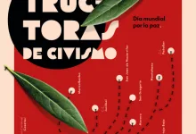 Promotional Poster for Augustoctober 2026 with Bold Typography World Peace Message Map like Dotted Routes and Green Leaves Logos for Zaragoza Ayuntamiento Zaragozala | Agenda Cultural Ocio Y Planes En Zaragoza Zaragozala Qué Hacer En Zaragoza